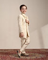 Boys Cream Diamond Patterned Angrakha Style Indo Western Set image number 2