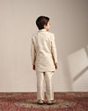 Manyavar Boys Boys Cream Diamond Patterned Angrakha Style Indo Western Set