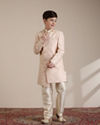 Manyavar Boys Boys Shell Pink Geometric Patterned Indo Western Set