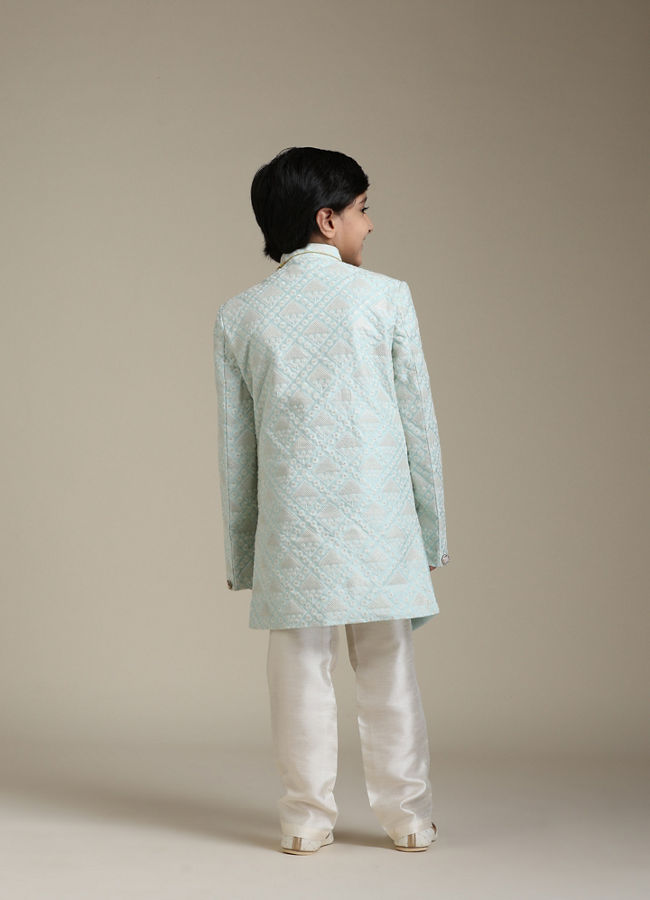 Manyavar Boys Light Blue Festive Boys' Indo Western image number 4