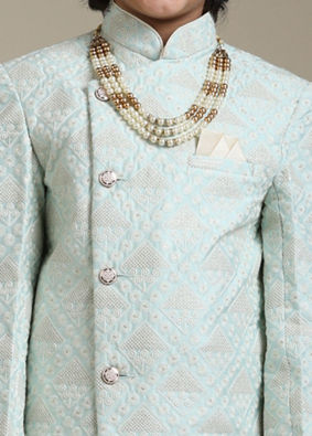 Manyavar Boys Light Blue Festive Boys' Indo Western image number 1