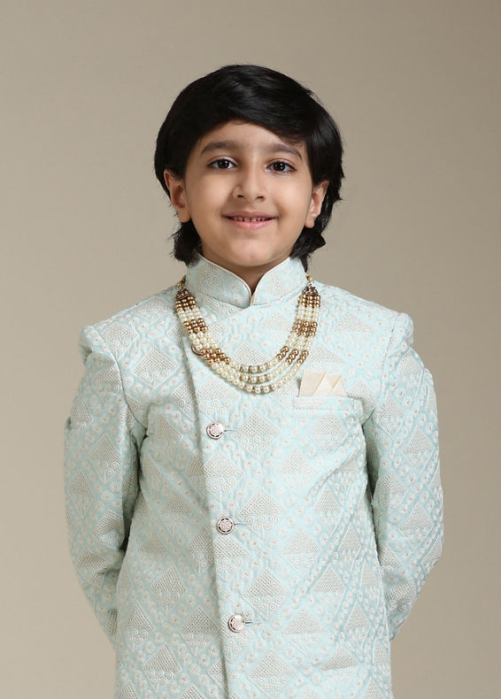 Manyavar Boys Light Blue Festive Indo Western