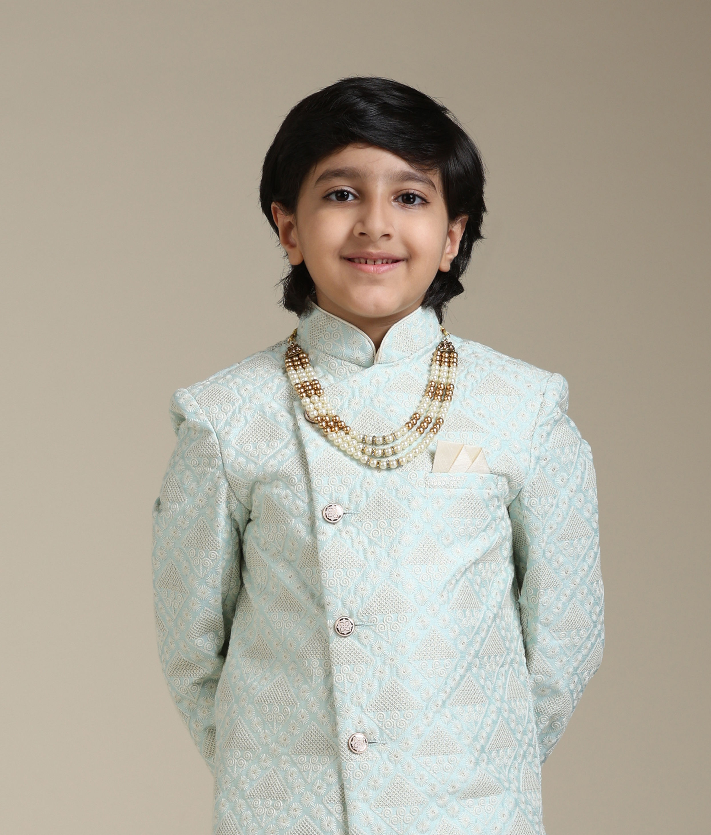 Manyavar Boys Light Blue Festive Indo Western