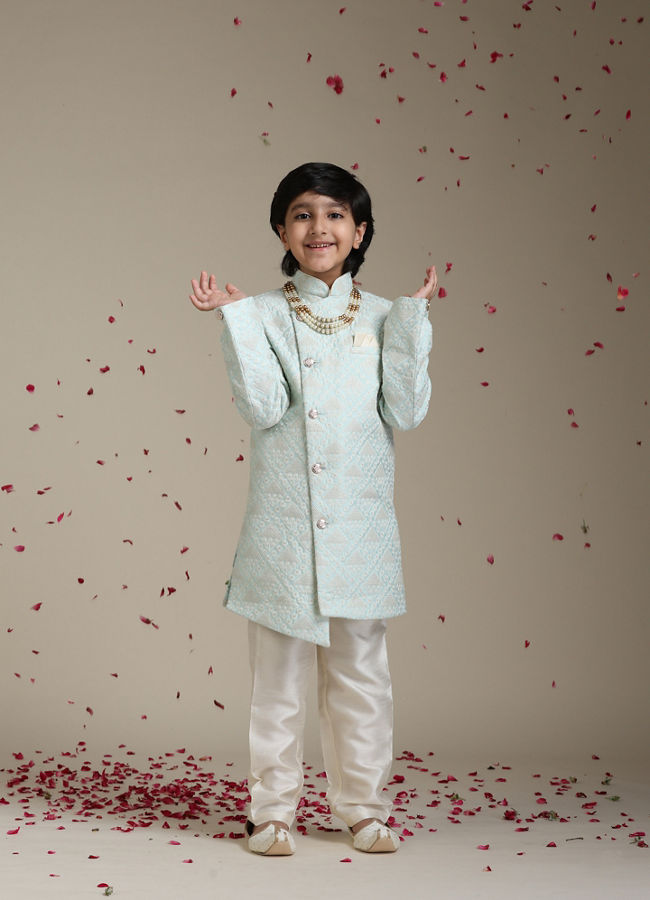 Manyavar Boys Light Blue Festive Indo Western
