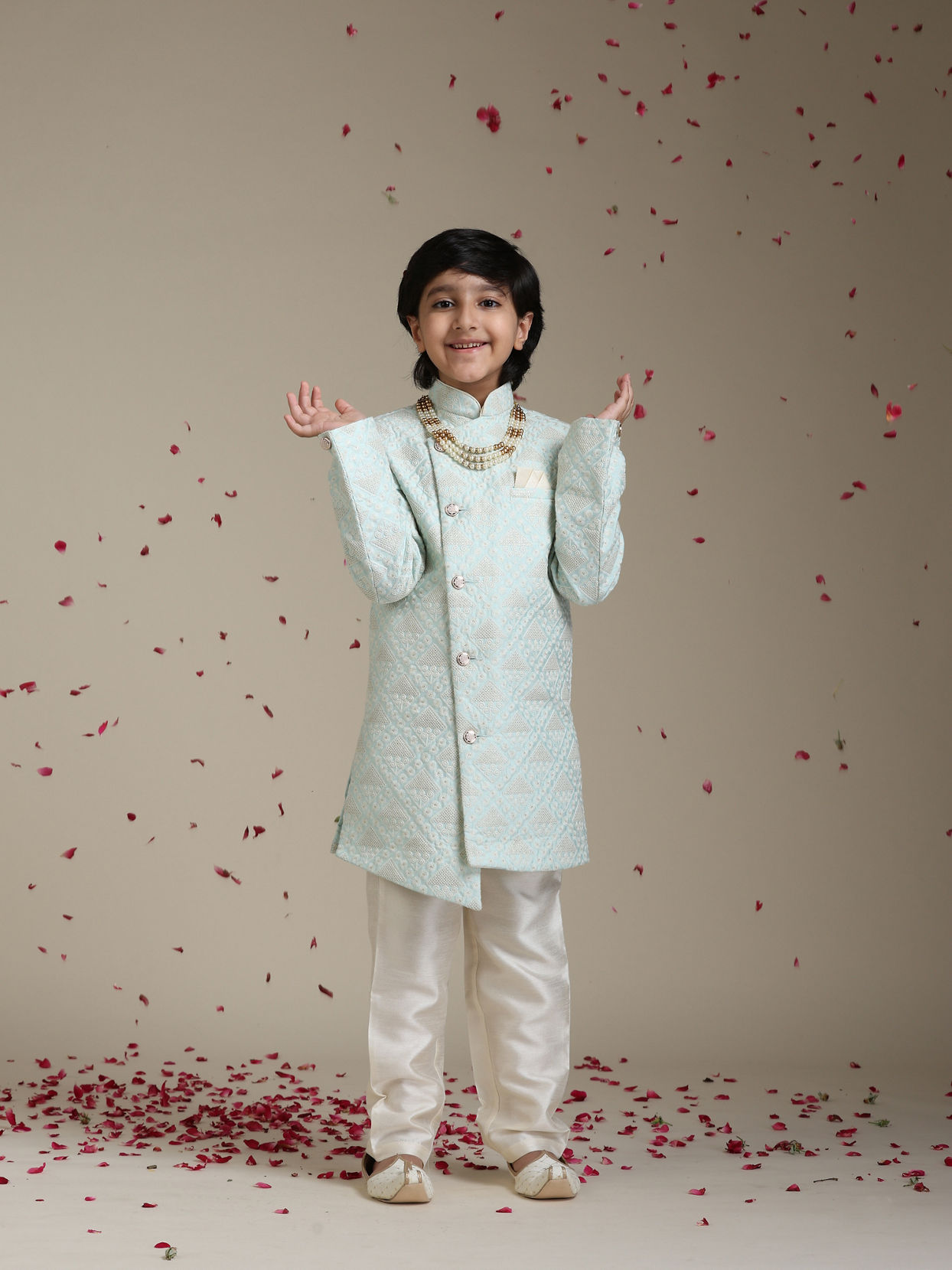 Manyavar Boys Light Blue Festive Indo Western