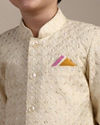 Manyavar Boys Boys Cream White Scallop Patterned Sequined Indo Western