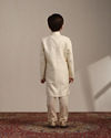 Manyavar Boys Boys Cream White Scallop Patterned Sequined Indo Western