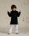 Manyavar Boys Velvety Black Boys Indo Western