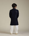 alt message - Manyavar Boys Boys Navy Blue Embroidered Indo Western Set with Sequin Work image number 4