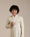 alt message - Manyavar Boys Boys Cream Self Patterned Indo-Western Set with Mirror work image number 0