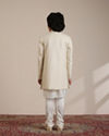 Manyavar Boys Boys Cream Self Patterned Indo Western Set with Mirror work