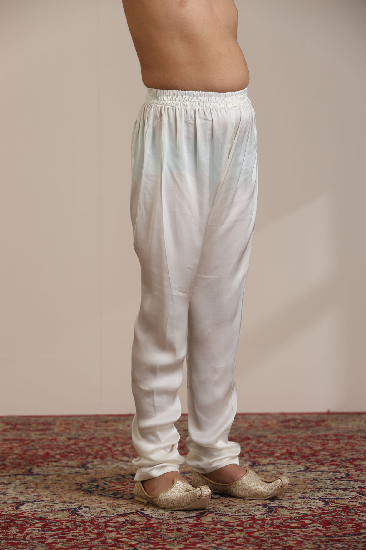 Manyavar Boys Boys Cream Self Patterned Indo Western Set with Mirror work
