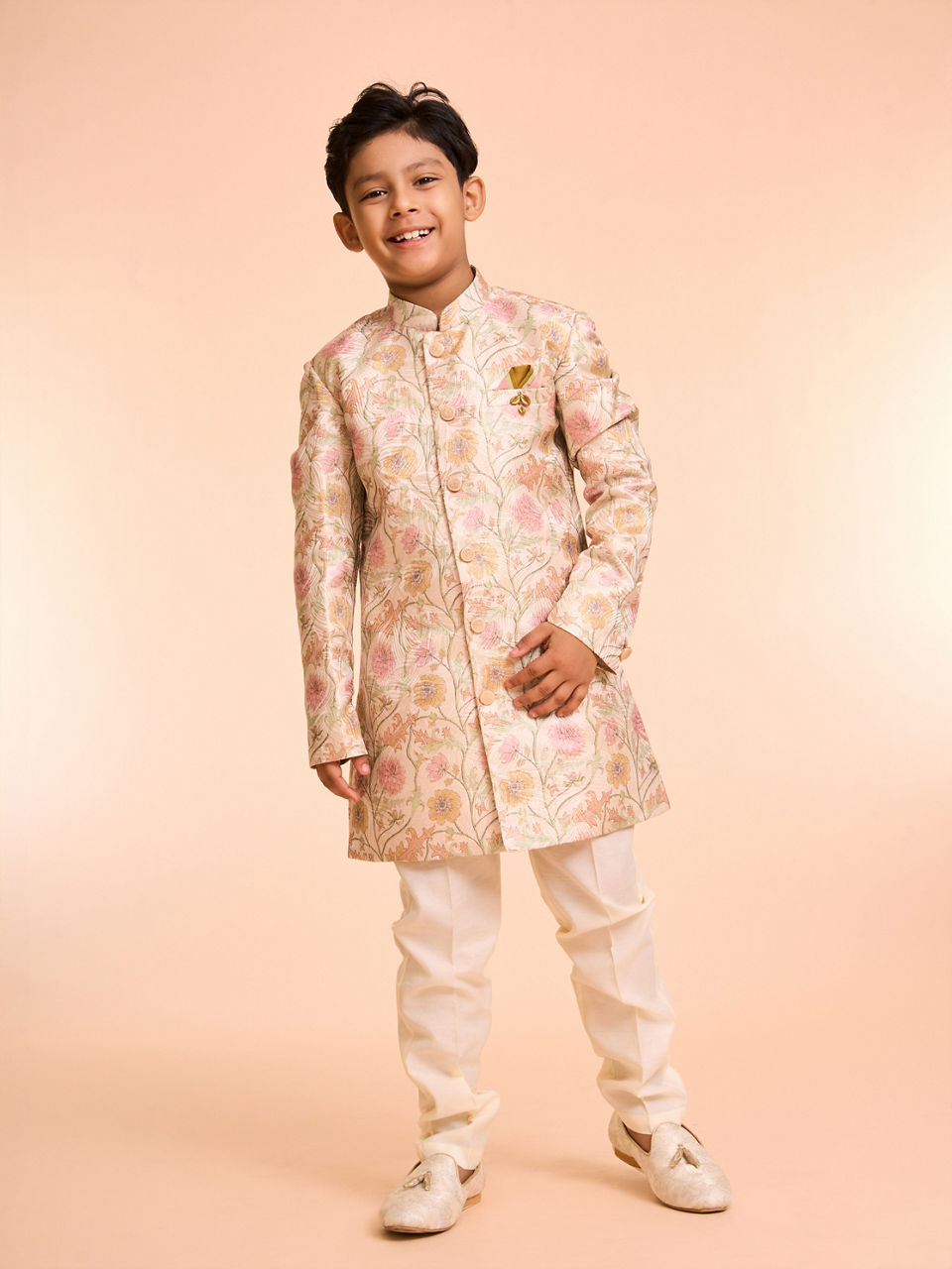 Manyavar Boys Beige Charm Indo Western