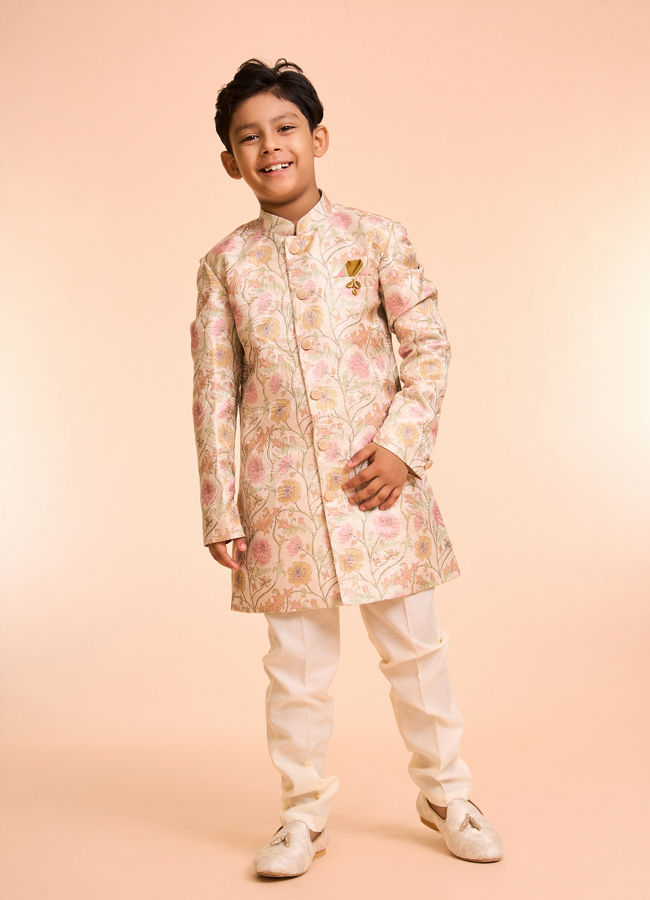 Manyavar Boys Beige Charm Indo Western