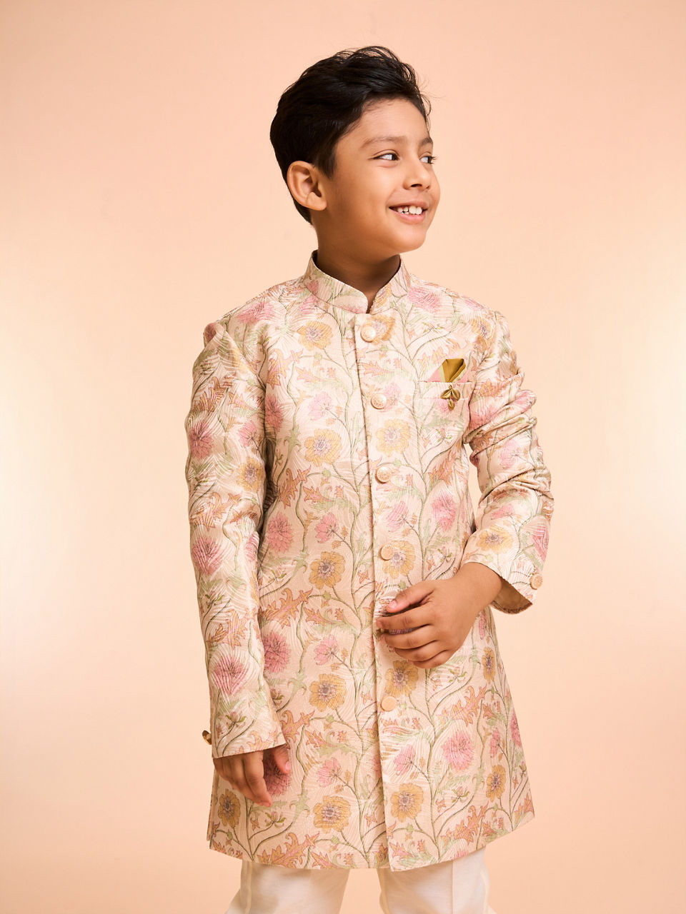 Manyavar Boys Beige Charm Indo Western