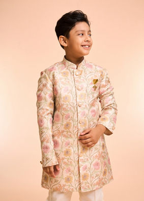 Manyavar Boys Beige Charm Indo Western