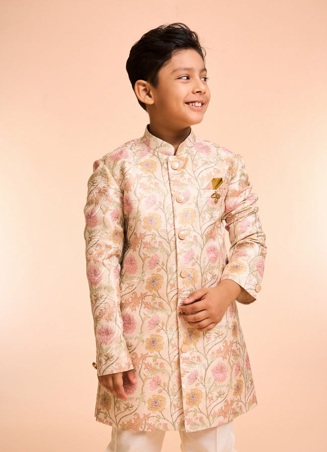 Manyavar Boys Beige Charm Indo Western