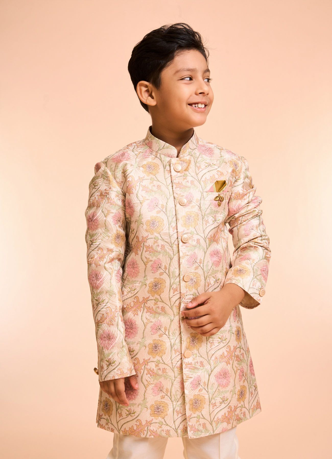 Manyavar Boys Beige Charm Indo Western