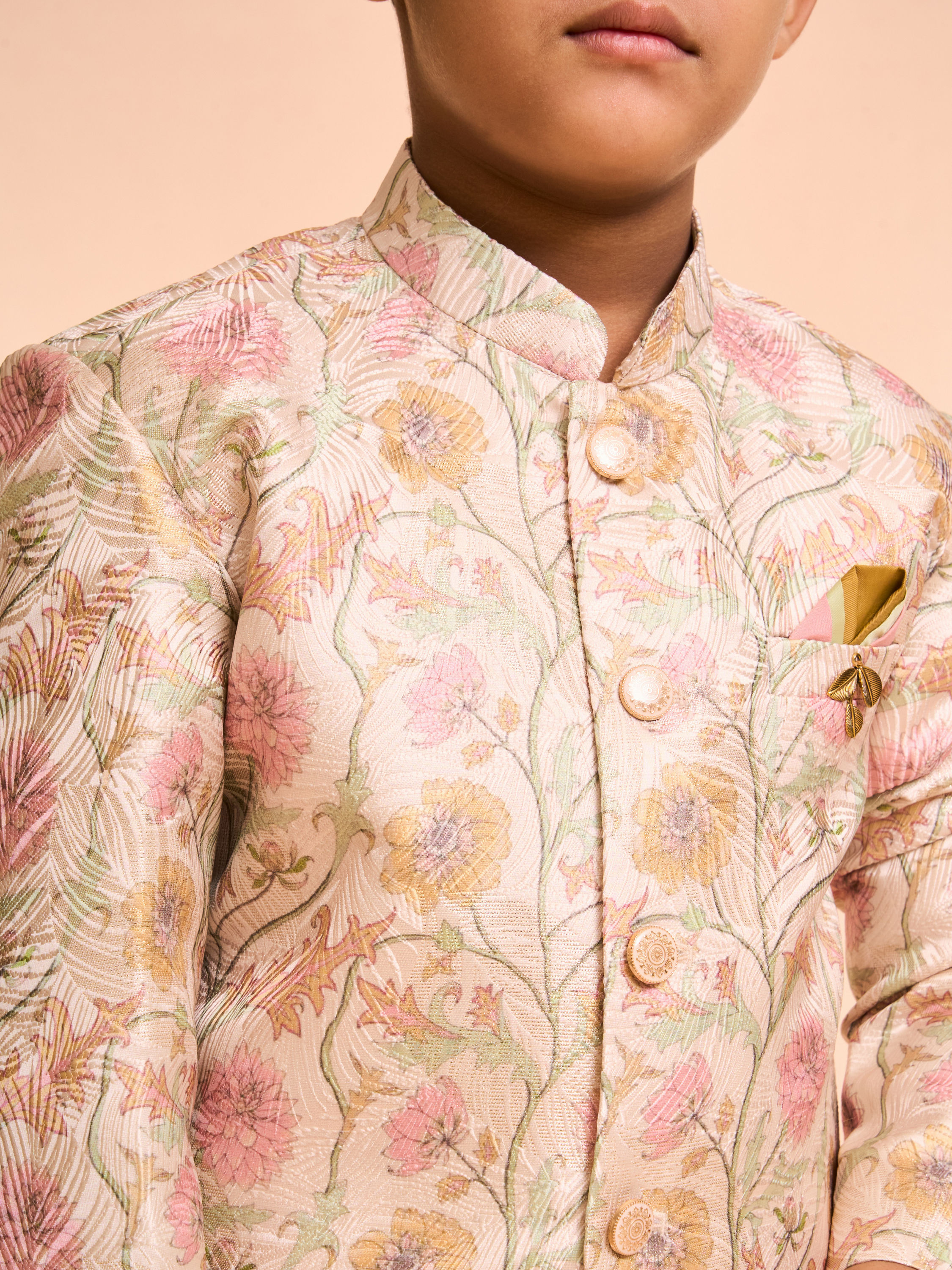 Manyavar Boys Beige Charm Indo Western