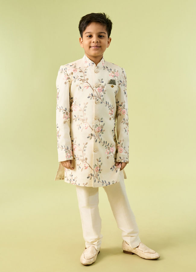 Manyavar Boys Regal Cream Boys Indo Western