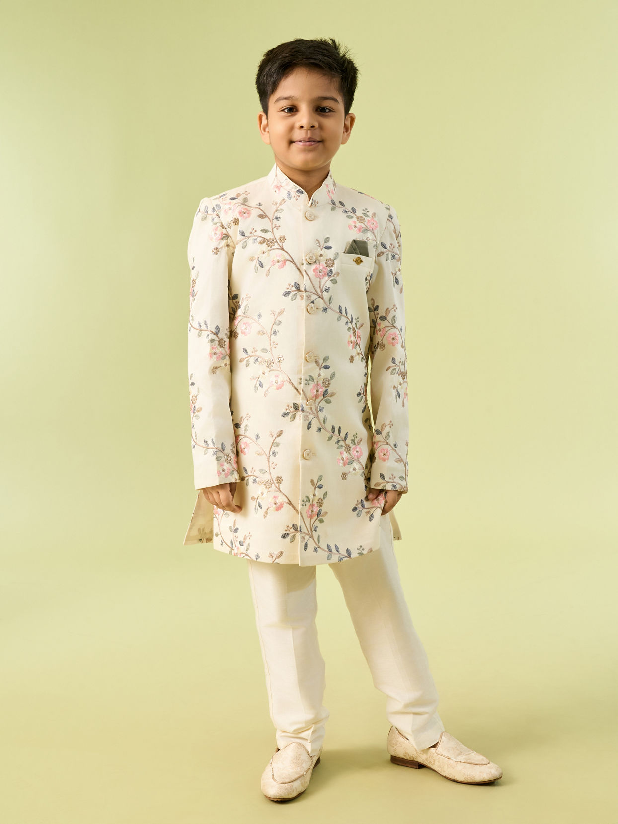Manyavar Boys Regal Cream Boys Indo Western