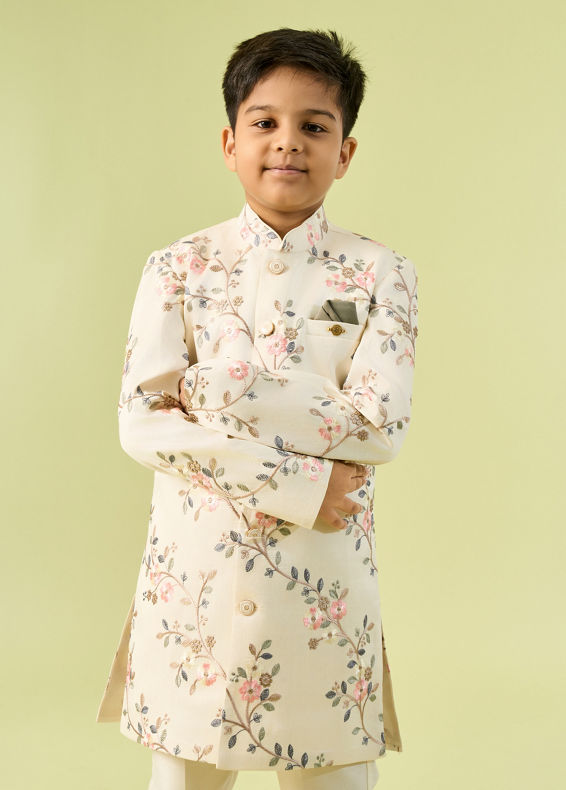 Manyavar Boys Regal Cream Boys Indo Western