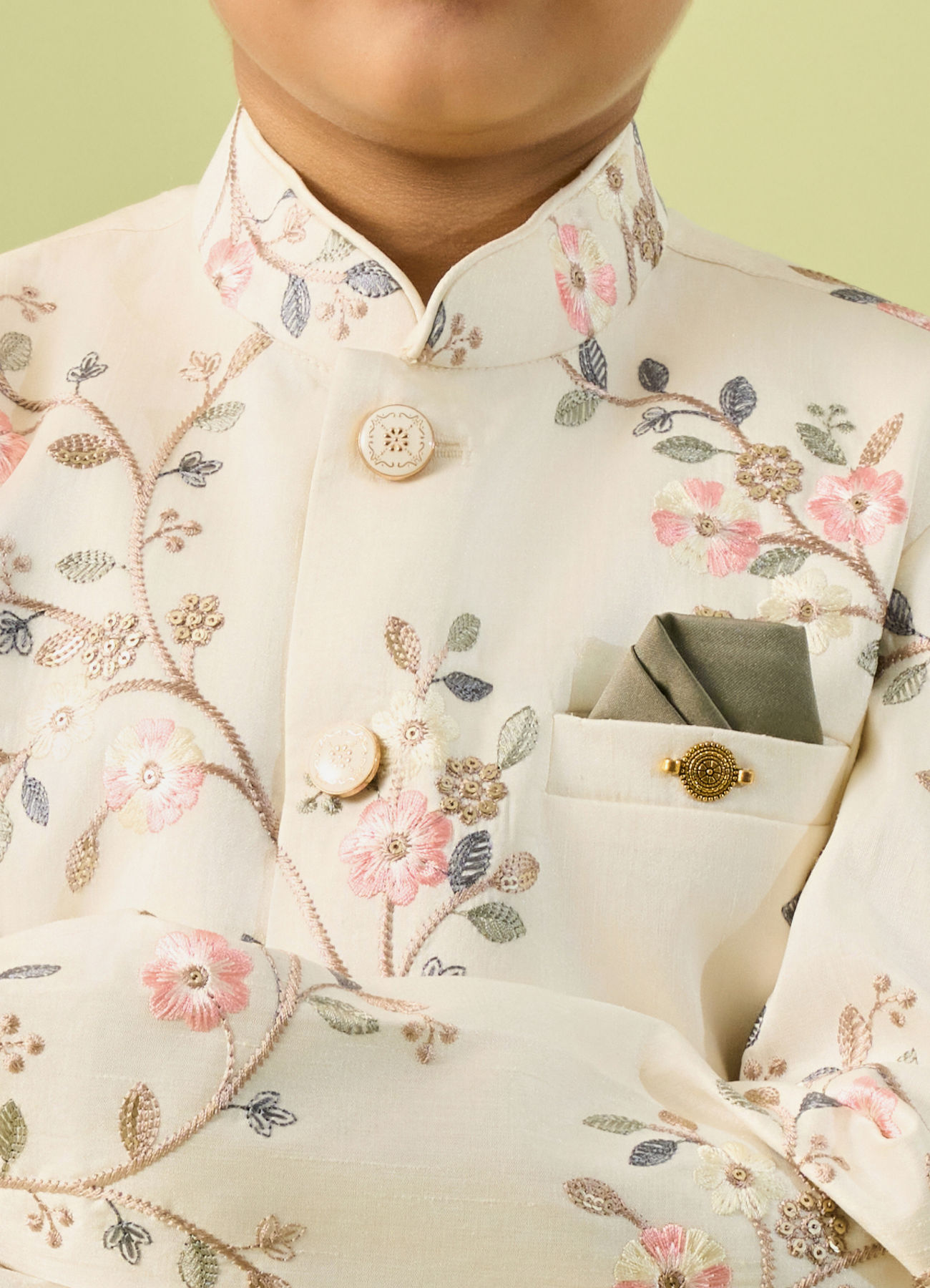 Manyavar Boys Regal Cream Boys Indo Western