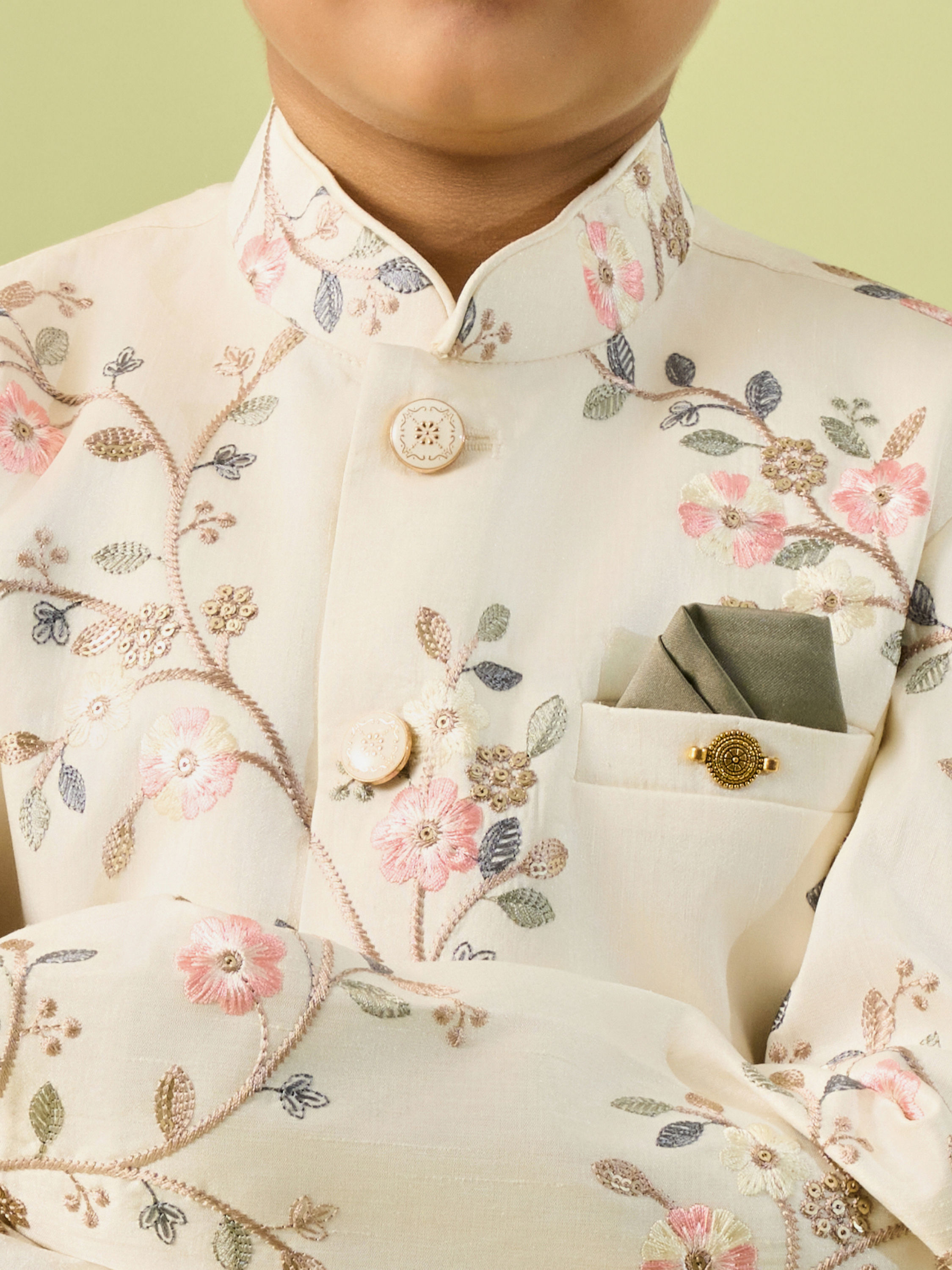 Manyavar Boys Regal Cream Boys Indo Western