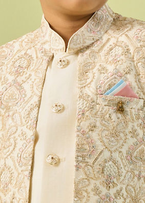 Manyavar Boys Charming Cream Indo Western