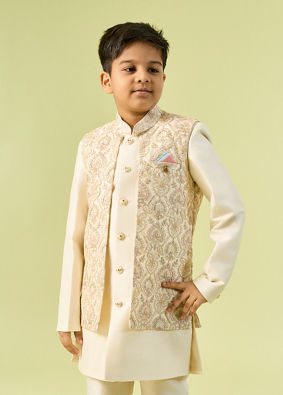 Manyavar Boys Charming Cream Indo Western