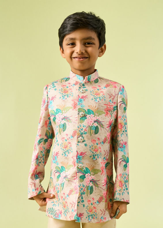 Manyavar Boys Beige Beauty Boys Indo Western