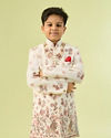 Manyavar Boys Velvety Cream Glory Indo Western