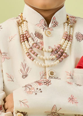 Manyavar Boys Velvety Cream Glory Indo Western