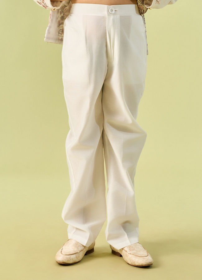 Manyavar Boys Velvety Cream Glory Indo Western