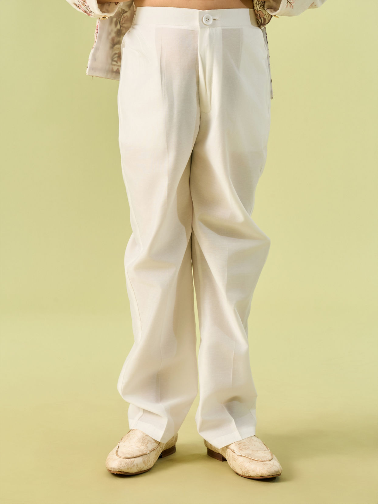 Manyavar Boys Velvety Cream Glory Indo Western