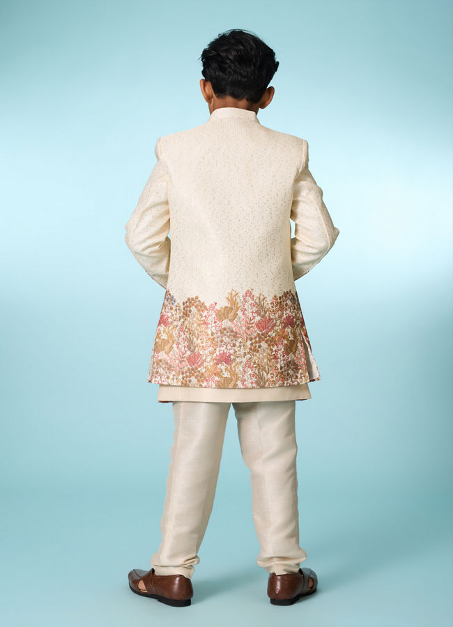 Manyavar Boys Festive Beige Indo Western