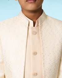Manyavar Boys Festive Beige Indo Western