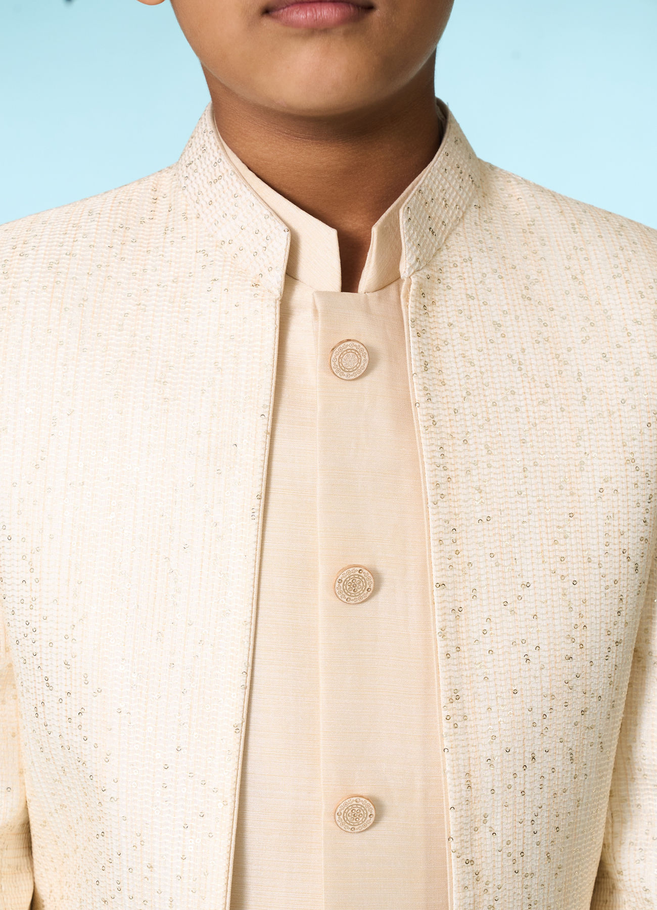Manyavar Boys Festive Beige Indo Western