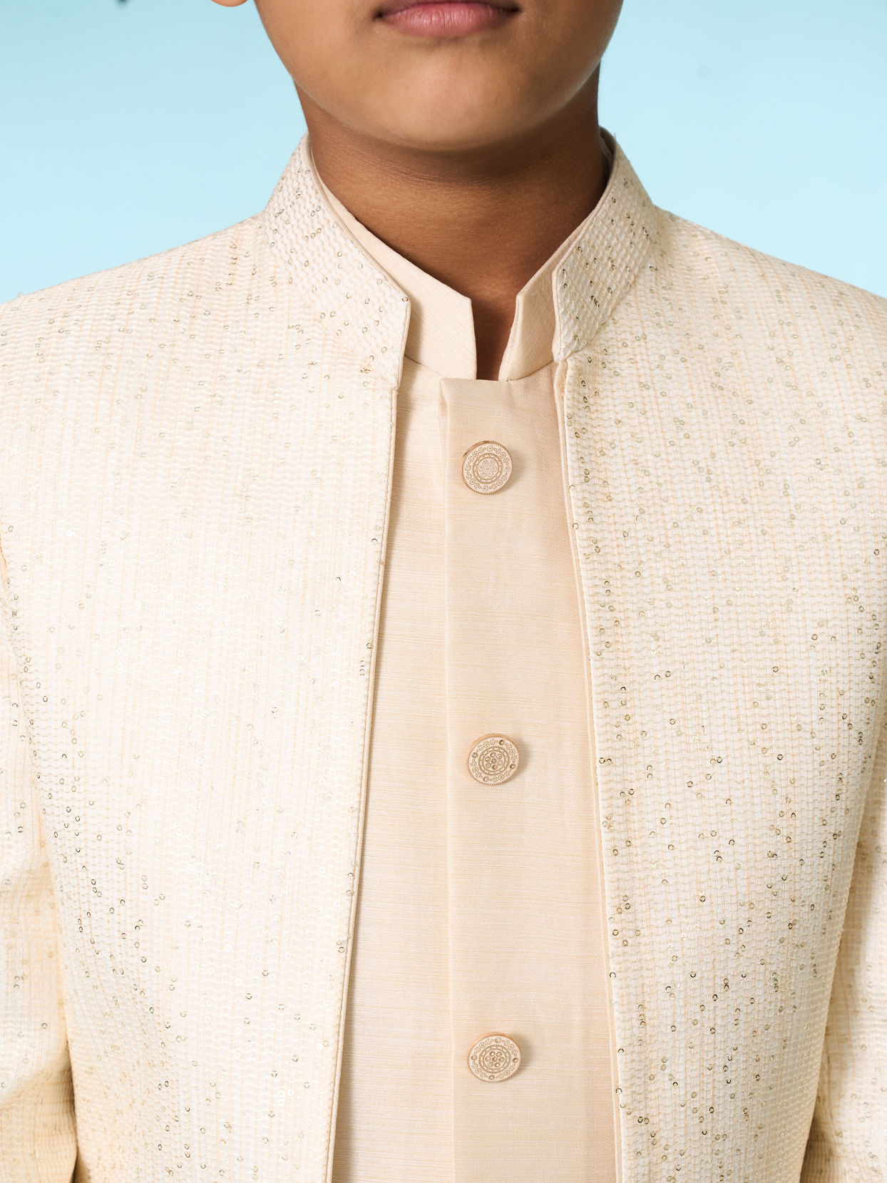 Manyavar Boys Festive Beige Indo Western