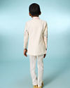 Manyavar Boys Cream Velvet Indo Western