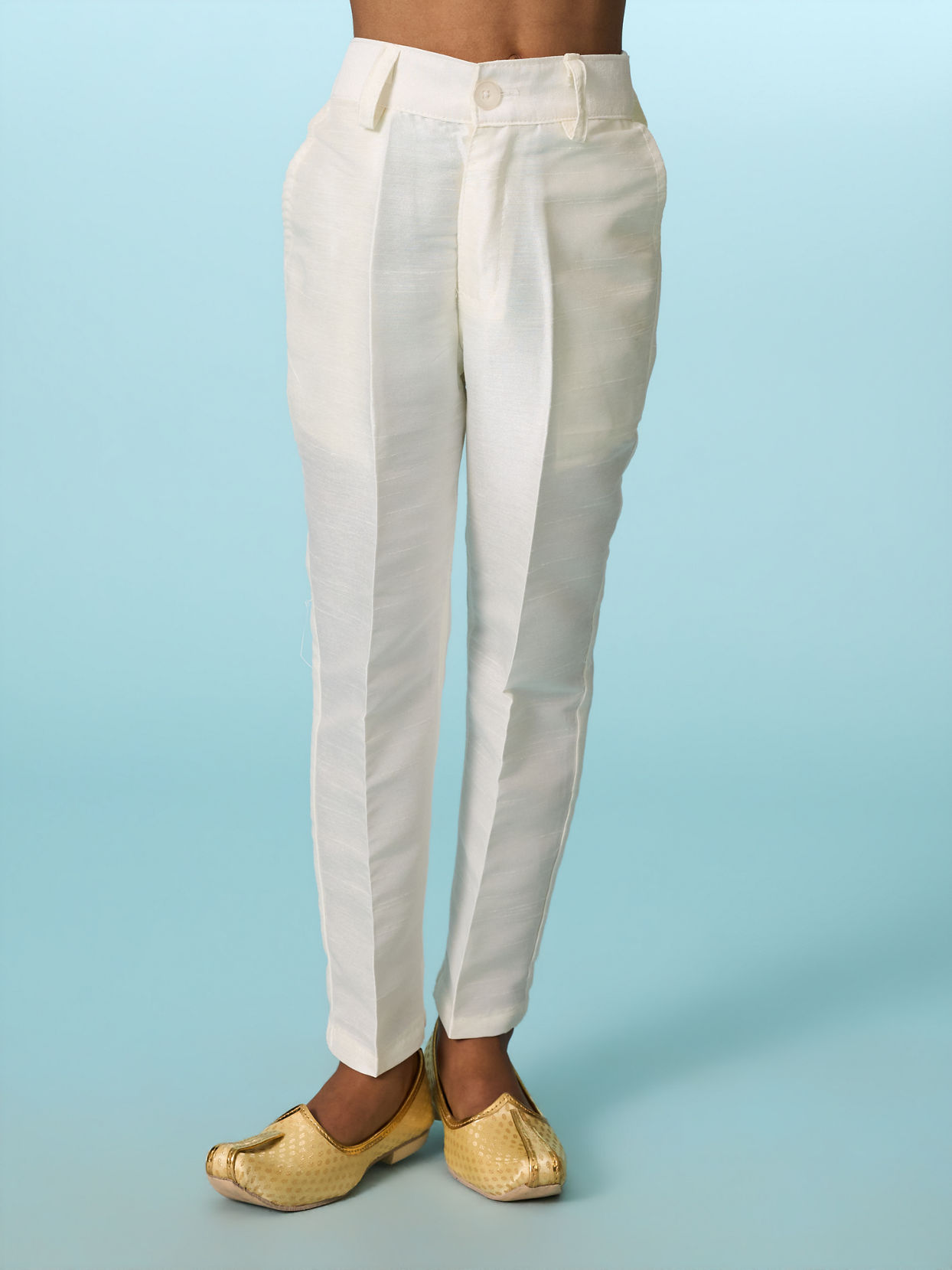 Manyavar Boys Cream Velvet Indo Western