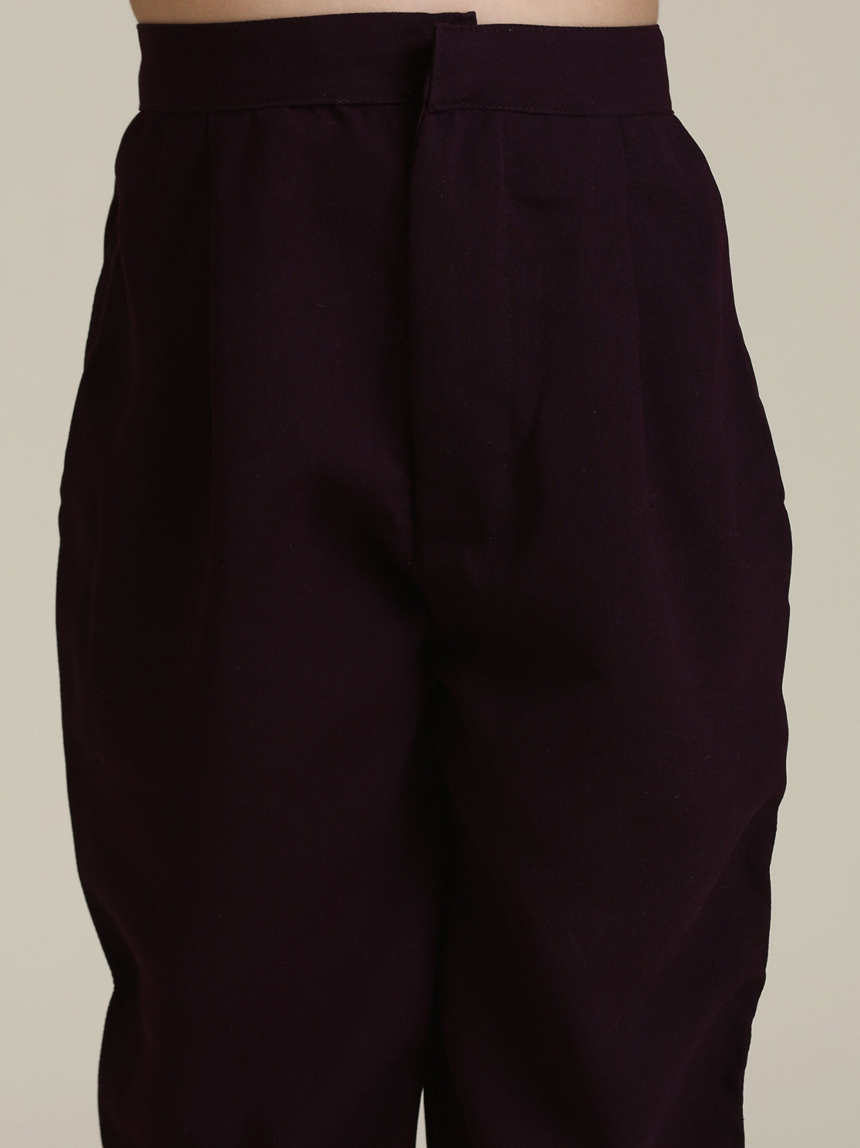 Manyavar Boys Wine Velvet Indo Western with Thread Embroidery