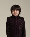 Manyavar Boys Wine Velvet Indo Western with Thread Embroidery