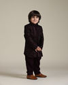 Manyavar Boys Wine Velvet Indo Western with Thread Embroidery