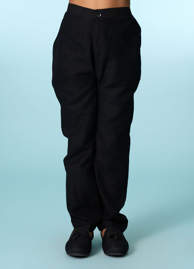 Manyavar Boys Black Elegance Indo Western