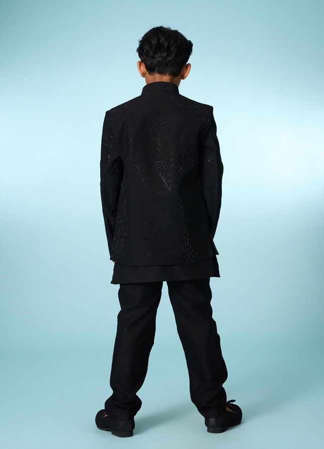 Manyavar Boys Black Elegance Indo Western