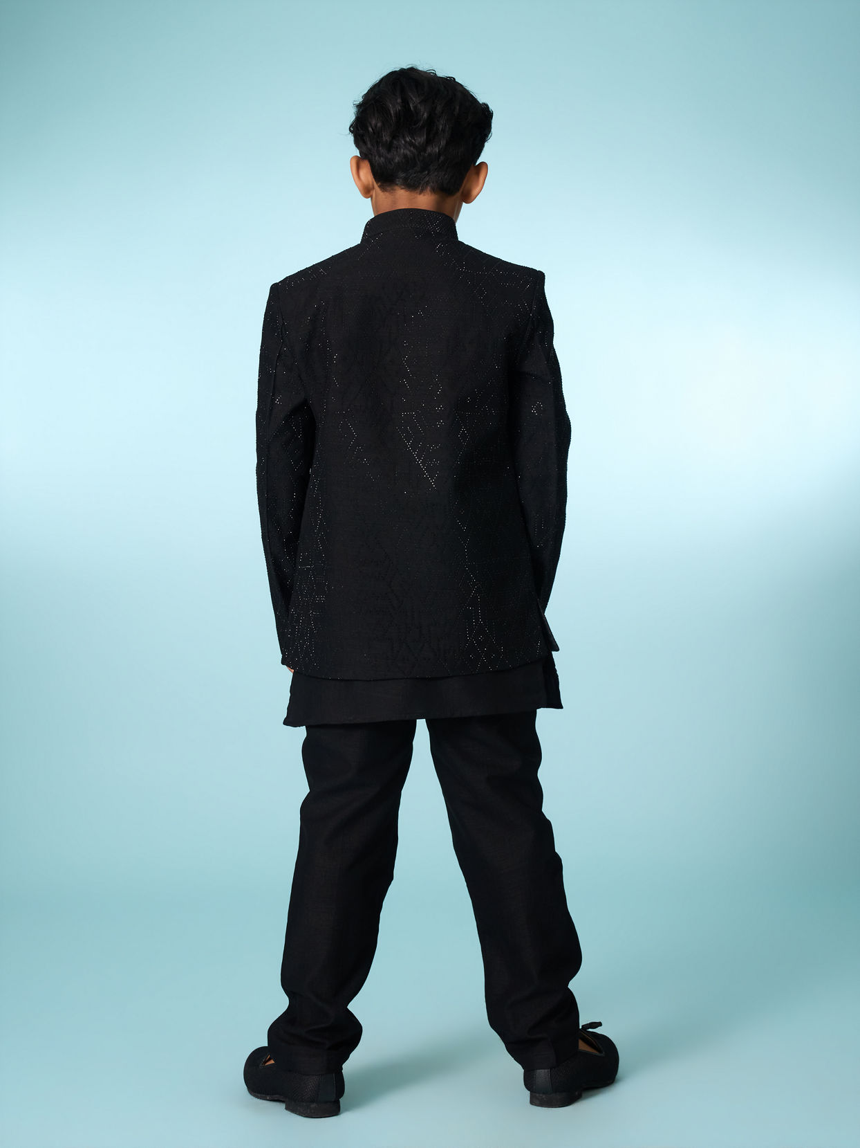Manyavar Boys Black Elegance Indo Western