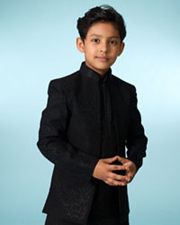Manyavar Boys Black Elegance Indo Western