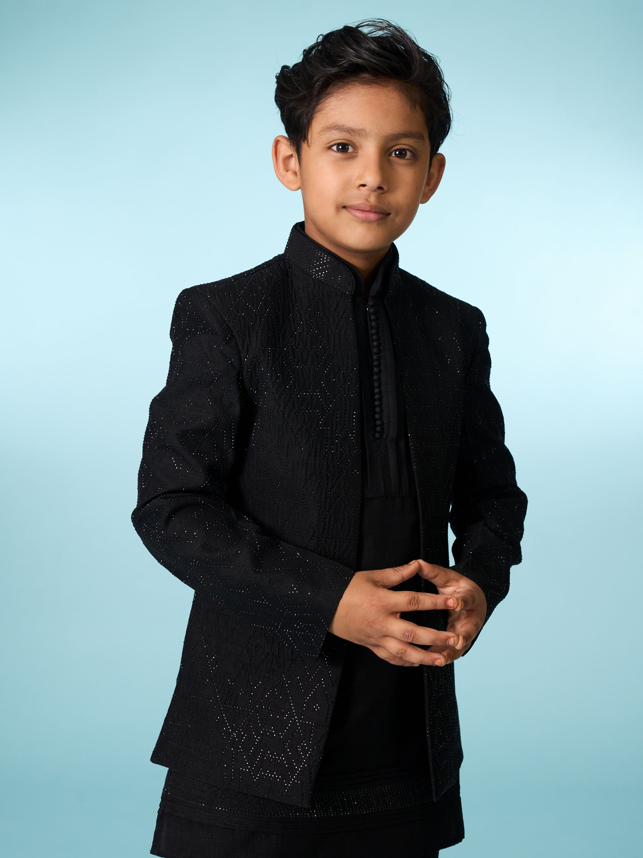 Manyavar Boys Black Elegance Indo Western