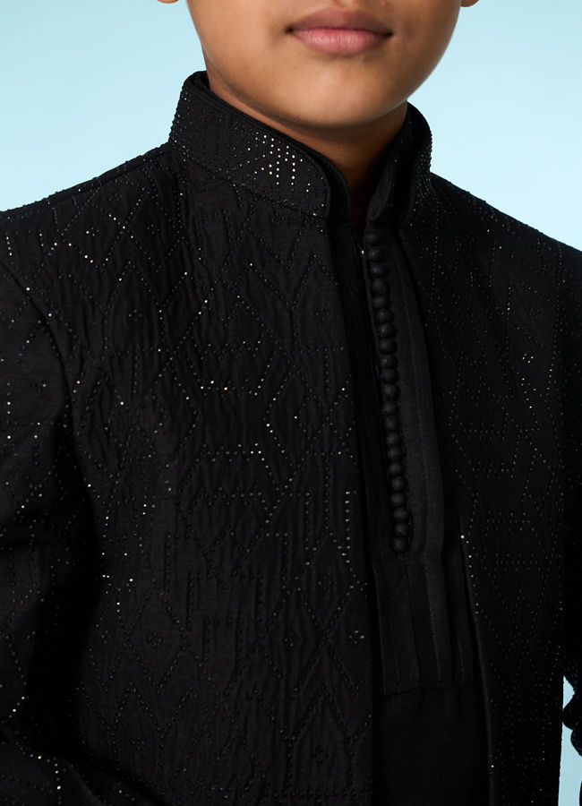 Manyavar Boys Black Elegance Indo Western